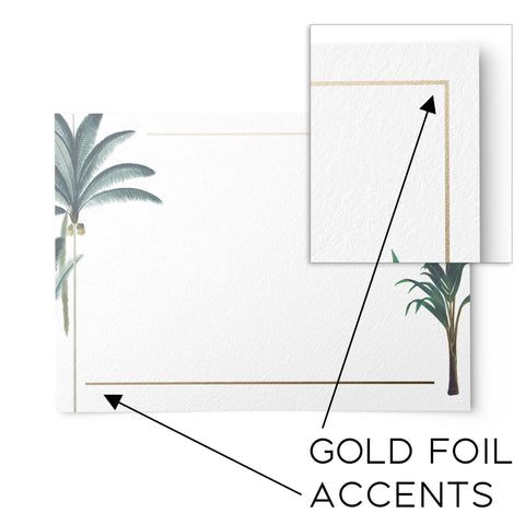 Gold Foil Tropical Palms Note Cards