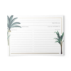 Gold Foil Tropical Palms Recipe Cards