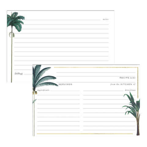 Gold Foil Tropical Palms Recipe Cards