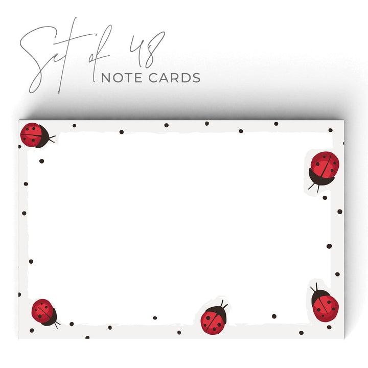 Ladybug Note Cards, 4 x 6 inches, Set of 48 - dashleigh - Note Cards
