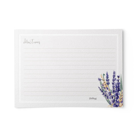 Lavender Flowers Recipe Cards, Set of 48, 4x6 inches, Water Resistant