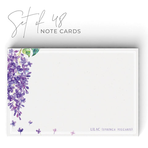 Lilac Note Cards, 4 x 6 inches, Set of 48