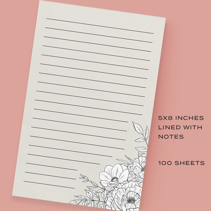 Lux Floral Lined Notepad, 5x8 inches - dashleigh - Notepads