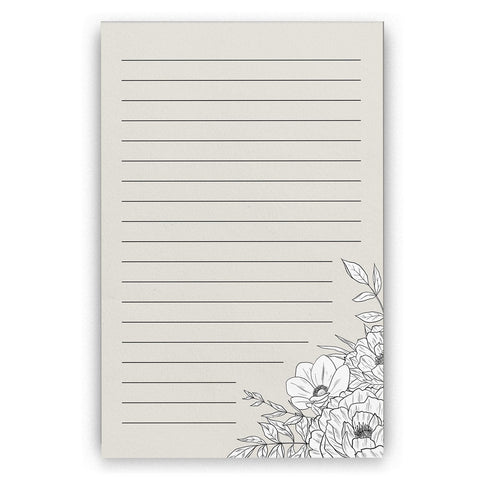 Lux Floral Lined Notepad, 5x8 inches