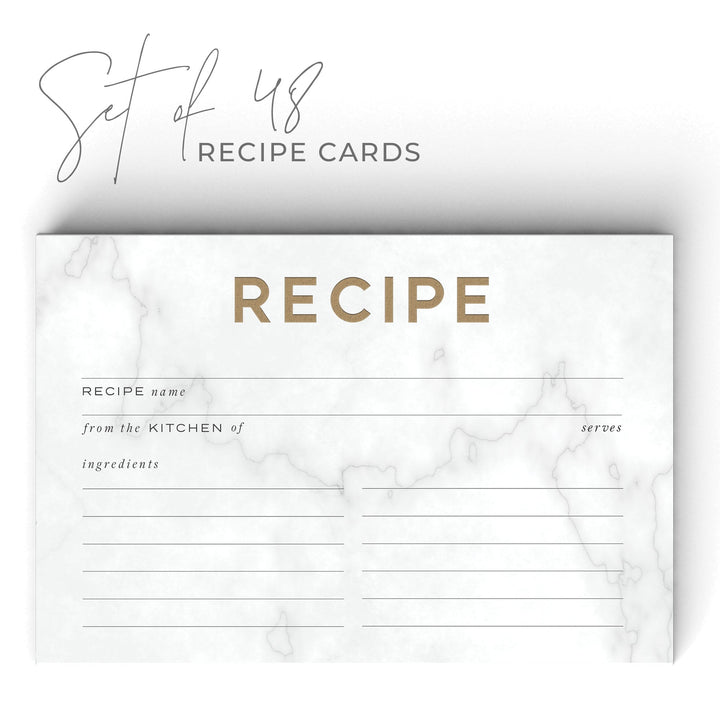 Marble & Gold Recipe Cards, Water Resistant - dashleigh - Recipe Card
