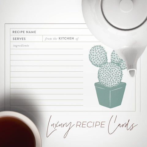 Modern Cactus Recipe Cards, 4 x 6 inches, Set of 48