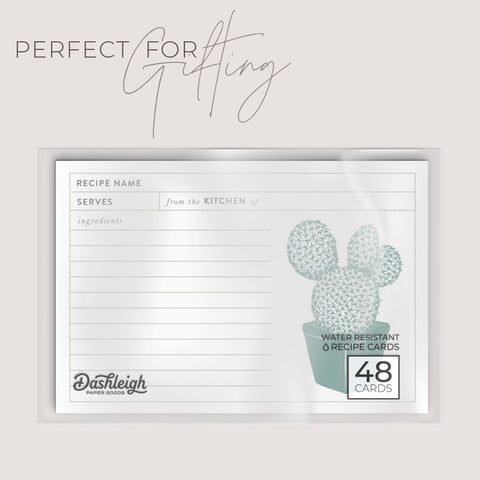 Modern Cactus Recipe Cards, 4 x 6 inches, Set of 48