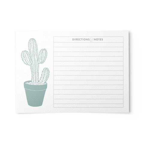 Modern Cactus Recipe Cards, 4 x 6 inches, Set of 48