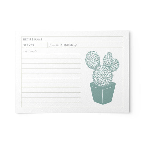 Modern Cactus Recipe Cards, 4 x 6 inches, Set of 48