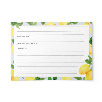 Modern Lemon Recipe Cards, Set of 48, 4x6 inches