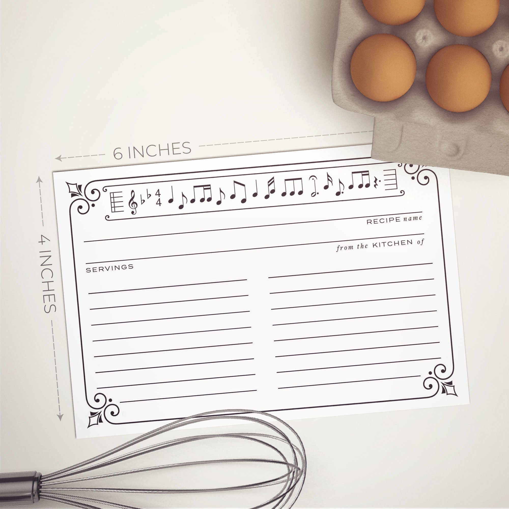 Music Notes Recipe Cards, Set of 50, 4x6 inches – dashleigh