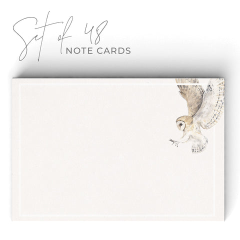 Owl Note Cards, 4 x 6 inches, Set of 48