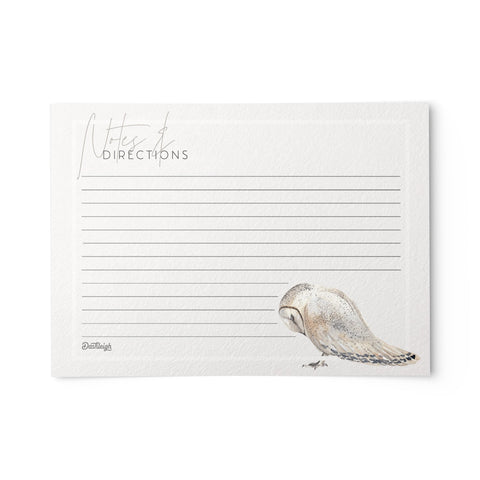 Owl Recipe Cards, Set of 48, 4x6 inches, Water Resistant