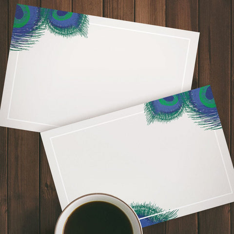 Peacock Feather Note Cards, 4 x 6 inches, Set of 50