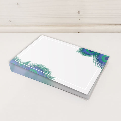 Peacock Feather Note Cards, 4 x 6 inches, Set of 50