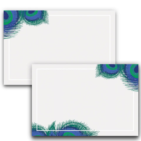 Peacock Feather Note Cards, 4 x 6 inches, Set of 50