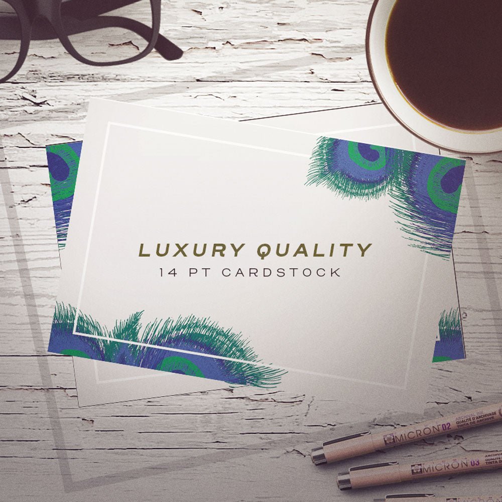 Peacock Feather Note Cards, 4 x 6 inches, Set of 50 – dashleigh
