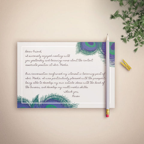 Peacock Feather Note Cards, 4 x 6 inches, Set of 50