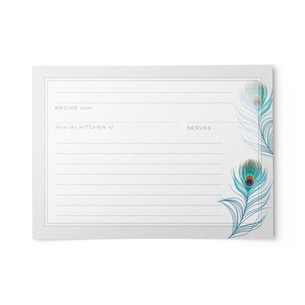 Peacock Feathers Recipe Cards, Water Resistant - dashleigh - Recipe Card