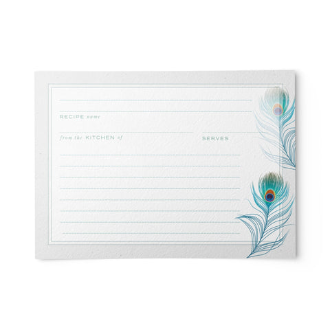 Peacock Feathers Recipe Cards, Water Resistant