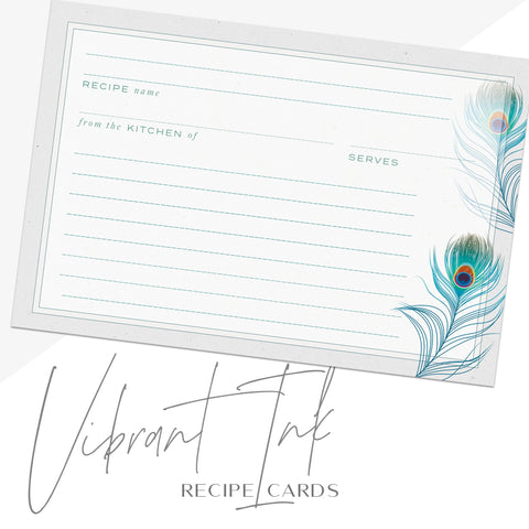 Peacock Feathers Recipe Cards, Water Resistant