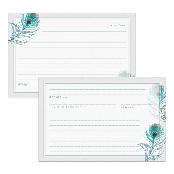 Peacock Feathers Recipe Cards, Water Resistant - dashleigh - Recipe Card
