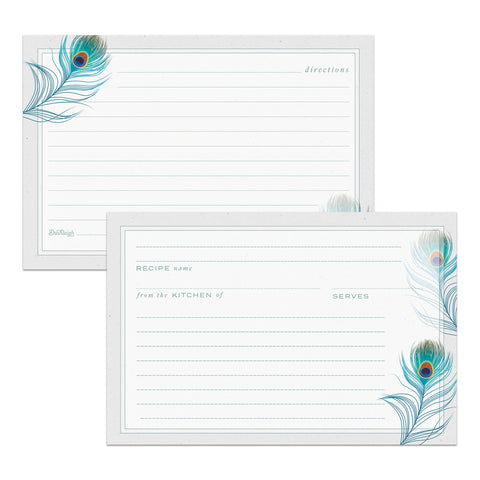 Peacock Feathers Recipe Cards, Water Resistant