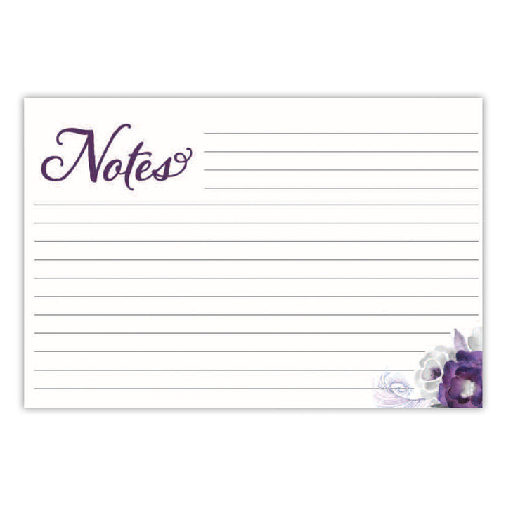 Purple Floral Recipe Cards, Set of 48, 4x6 inches, Water Resistant - dashleigh - Recipe Card