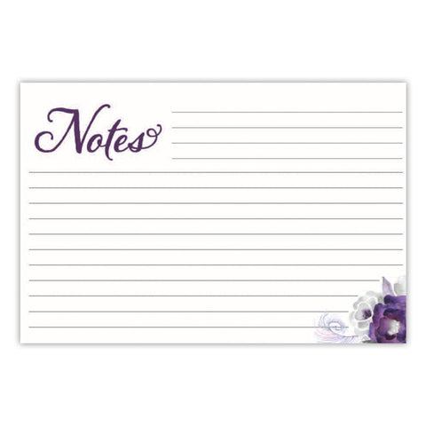 Purple Floral Recipe Cards, Set of 48, 4x6 inches, Water Resistant