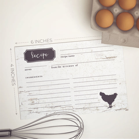 Rustic Farmhouse Chicken Recipe Cards, Water Resistant