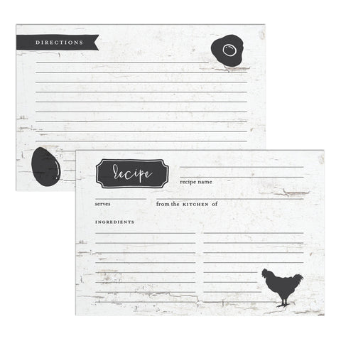 Rustic Farmhouse Chicken Recipe Cards, Water Resistant