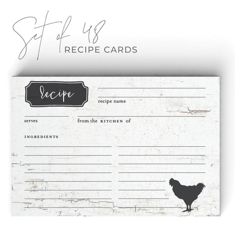 Rustic Farmhouse Chicken Recipe Cards, Water Resistant