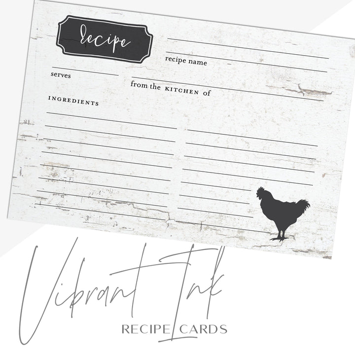 Rustic Farmhouse Chicken Recipe Cards, Water Resistant - dashleigh - Recipe Card