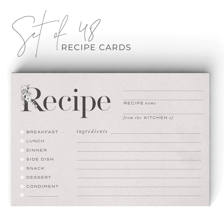 Rustic Recipe Cards, Set of 48, 4x6 inches, Water Resistant - dashleigh - Recipe Card