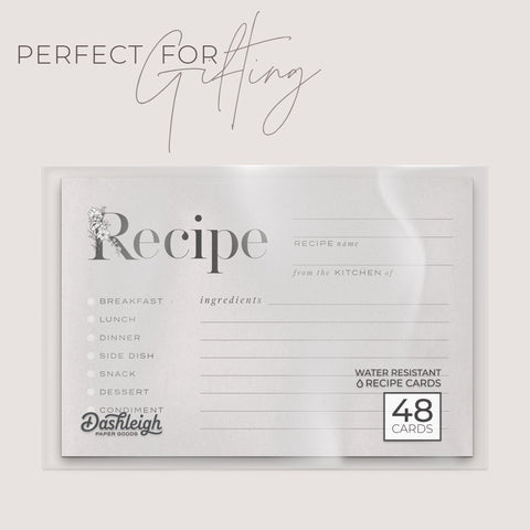 Rustic Recipe Cards, Set of 48, 4x6 inches, Water Resistant