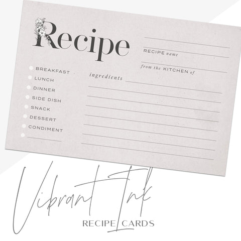 Rustic Recipe Cards, Set of 48, 4x6 inches, Water Resistant