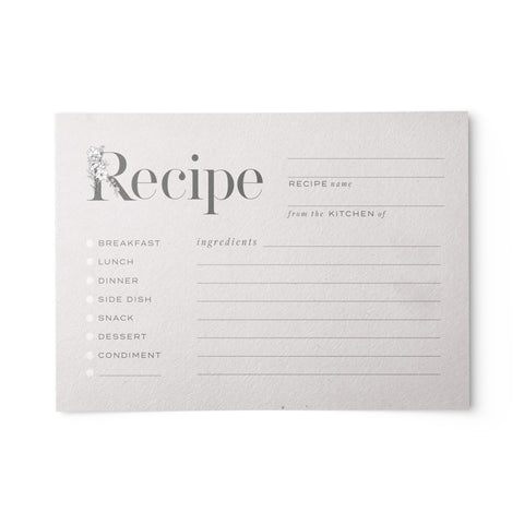 Rustic Recipe Cards, Set of 48, 4x6 inches, Water Resistant