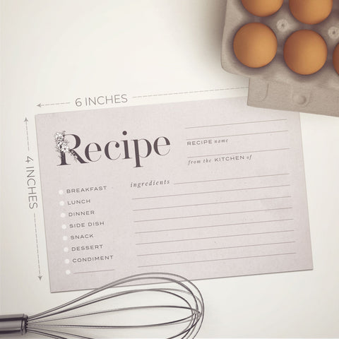 Rustic Recipe Cards, Set of 48, 4x6 inches, Water Resistant