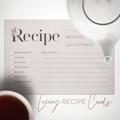 Rustic Recipe Cards, Set of 48, 4x6 inches, Water Resistant