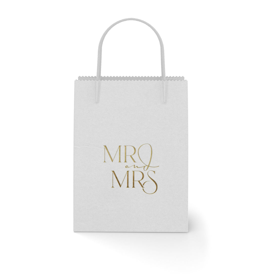 Set of 6 "Mr and Mrs" Gold Foil Stamped Bags