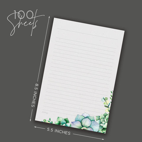 Succulents Notepad, Lined, 5.5 x 8.5 in