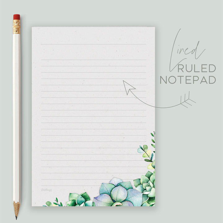 Succulents Notepad, Lined, 5.5 x 8.5 in - dashleigh - Notepads