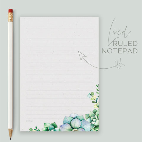 Succulents Notepad, Lined, 5.5 x 8.5 in