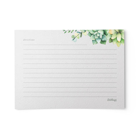 Succulents Recipe Cards, 4x6 in. Water Resistant