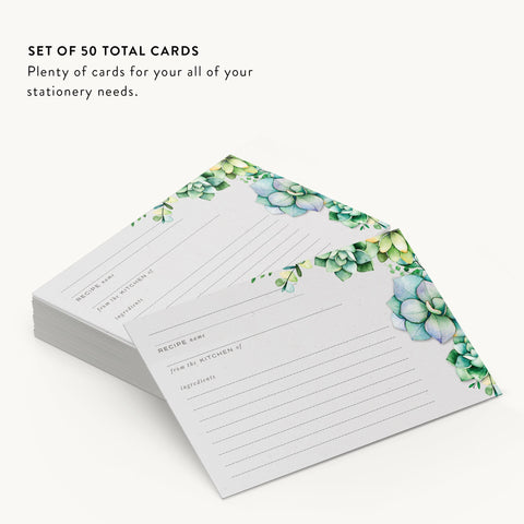 Succulents Recipe Cards, 4x6 in. Water Resistant