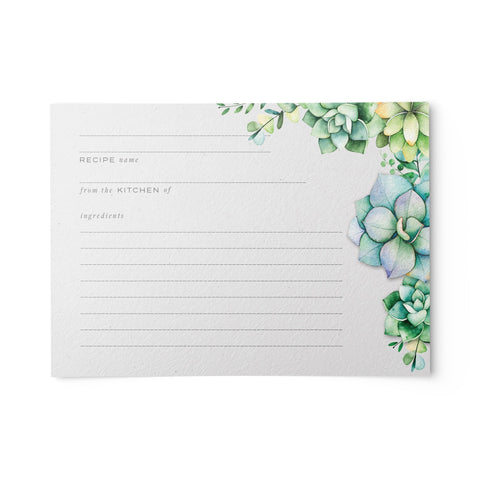 Succulents Recipe Cards, 4x6 in. Water Resistant