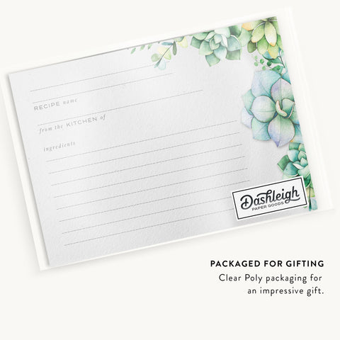 Succulents Recipe Cards, 4x6 in. Water Resistant