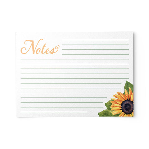 Sunflowers Recipe Cards, Set of 48, 4x6 inches, Water Resistant