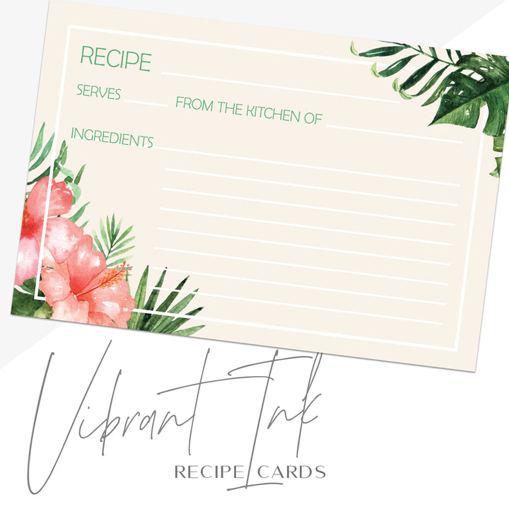 Tropical Recipe Cards, Set of 48, 4x6 inches, Water Resistant - dashleigh - Recipe Card