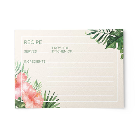 Tropical Recipe Cards, Set of 48, 4x6 inches, Water Resistant